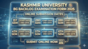 Kashmir University BG Backlog Examination Form 2025