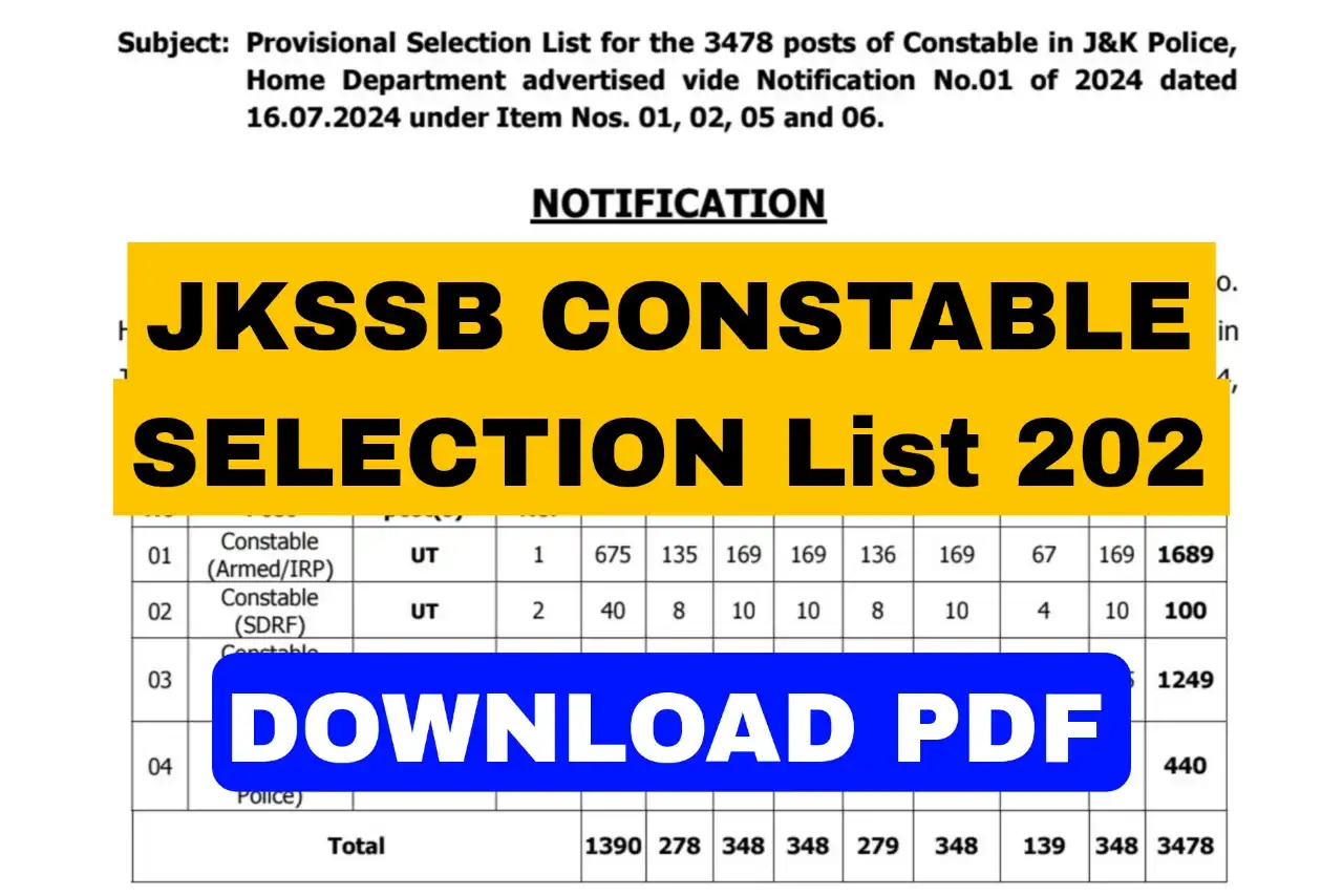 JKSSB Constable Selection List 2025