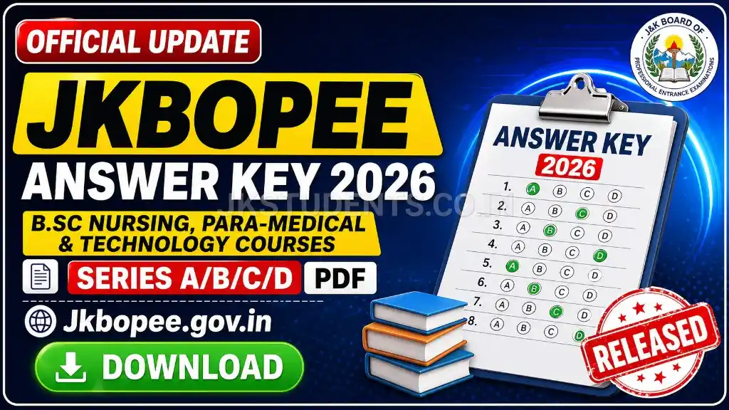 JKBOPEE B.Sc Nursing, Para-Medical & Technology Courses Answer Key 2026, Series A/B/C/D PDF