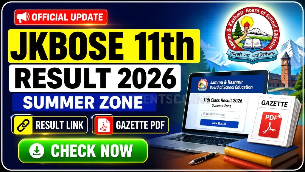 JKBOSE 11th Result 2026 Summer Zone, Result Check & Gazette PDF